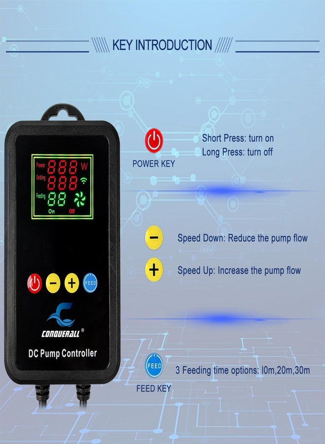 CONQUERALL DC 24V CHS-1500 9W DC Return Pump 385GPH(US) 9.1FT Durable with Controller for Fish Tank, Aquaculture, Aquaculture Oxygenation . - Image 5